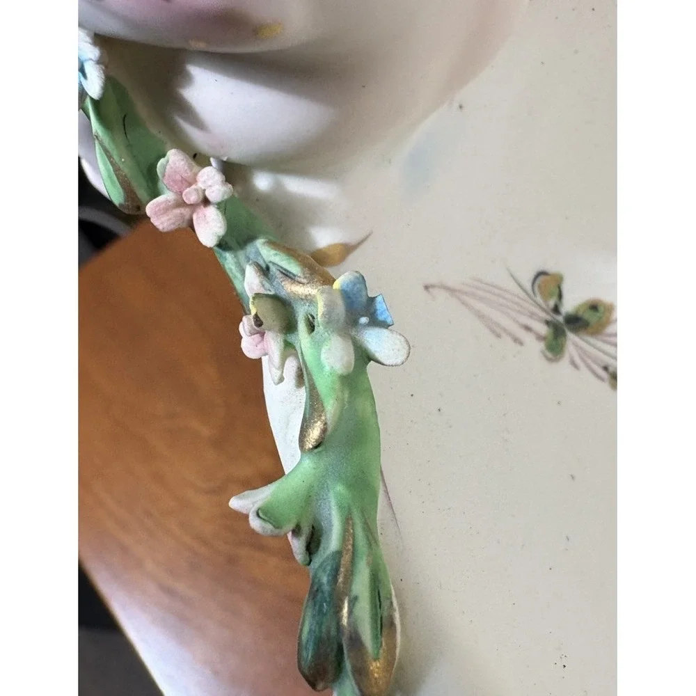 Vintage Capodimonte Italy Cherub Centerpiece Bowl Hand Painted Signed 20x10x9